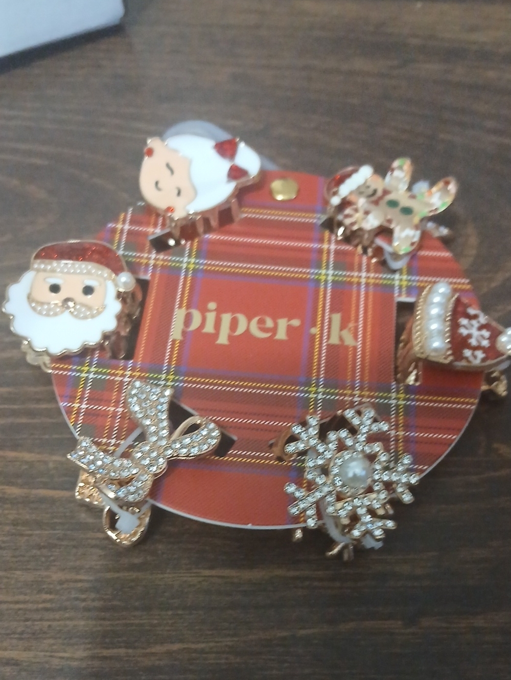 Piper Red Holiday Hairclips Set with Gold & White Accents